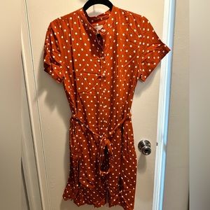 Burnt orange w/ white polka dots